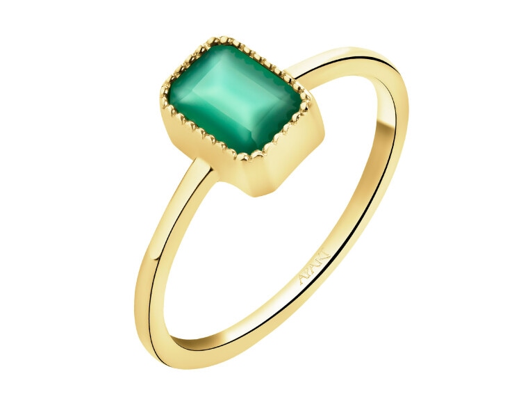 Złoty pierścionek z agatem