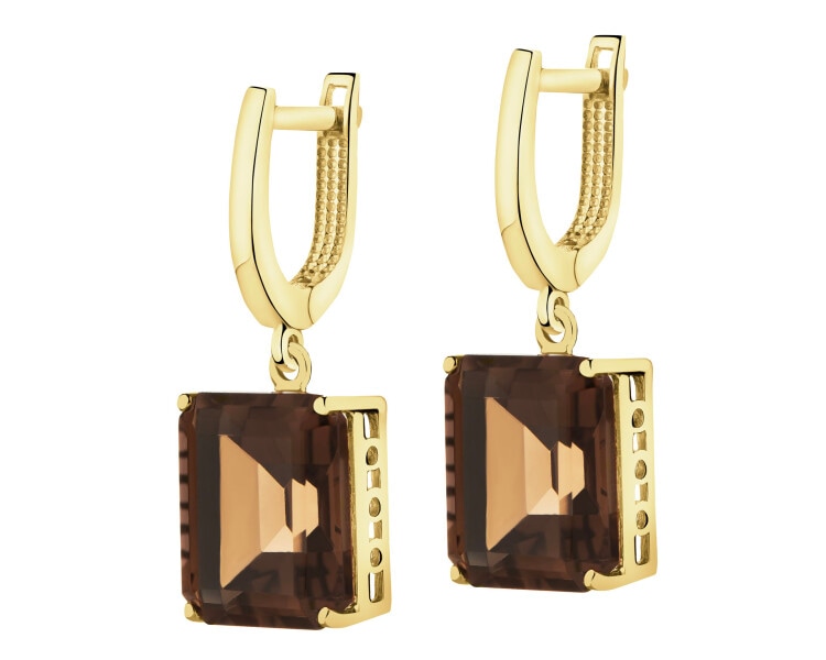 Złote kolczyki z kwarcami