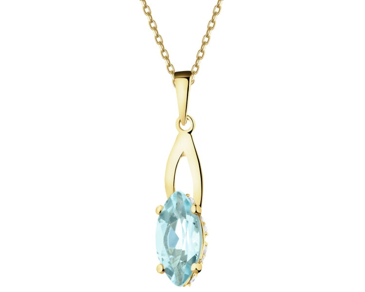 Złota zawieszka z topazem i cyrkoniami