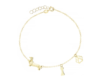 Złota bransoletka - piesek, kość, łapka