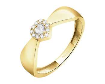 Zlatý prsten se zirkony - srdce