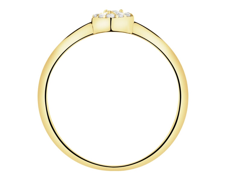 Zlatý prsten se zirkony - srdce