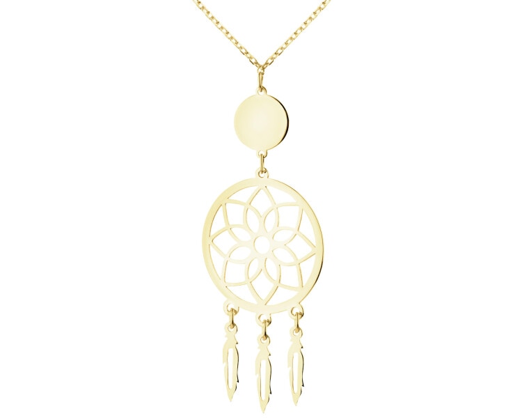 Złoty naszyjnik z cyrkonią - łapacz snów