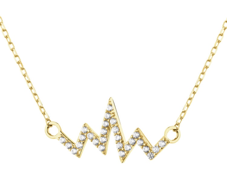 Złoty naszyjnik z cyrkoniami - EKG serca