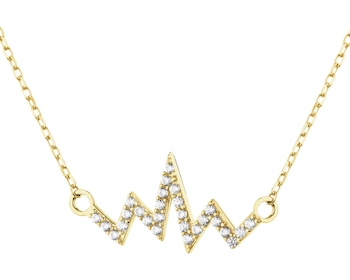 Złoty naszyjnik z cyrkoniami - EKG serca