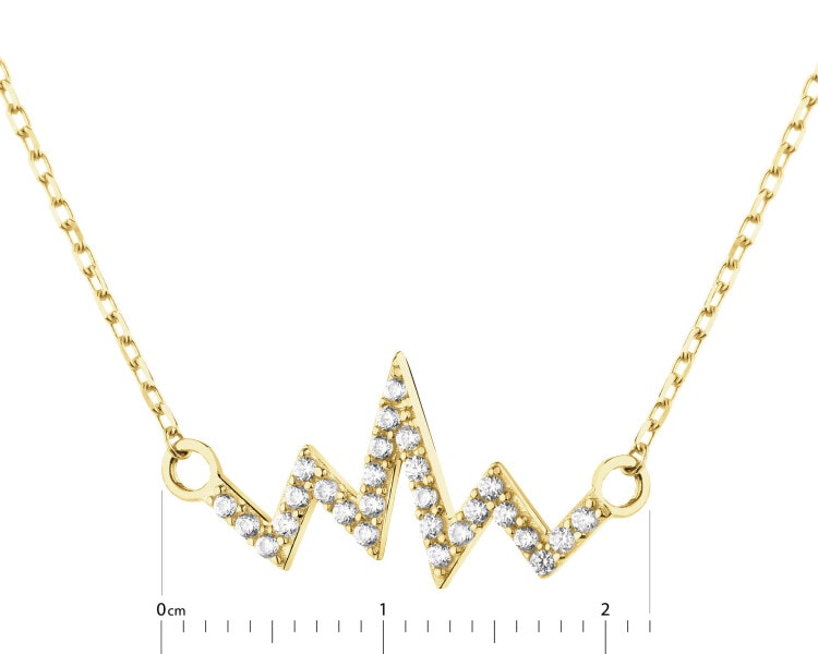 Złoty naszyjnik z cyrkoniami - EKG serca