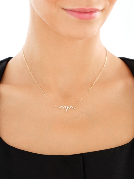 Złoty naszyjnik z cyrkoniami - EKG serca