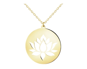 Złoty naszyjnik z cyrkonią - kwiat lotosu