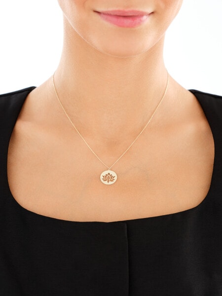 Złoty naszyjnik z cyrkonią - kwiat lotosu