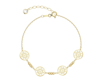 Złota bransoletka z cyrkonią - tarcze słoneczne