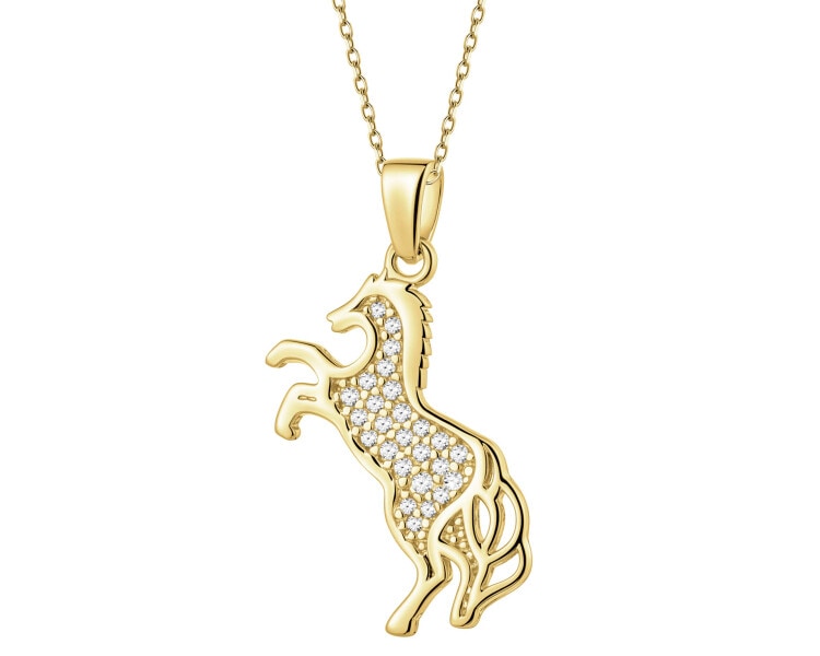Złota zawieszka z cyrkoniami - koń
