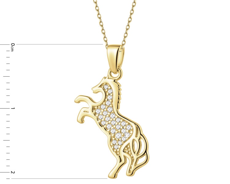 Złota zawieszka z cyrkoniami - koń