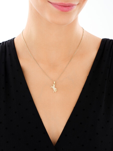Złota zawieszka z cyrkoniami - koń