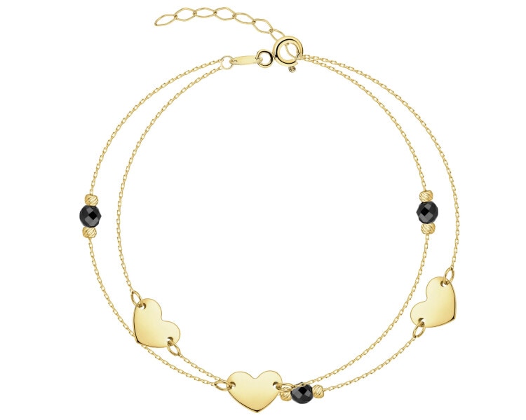 Złota bransoletka z cyrkoniami - serca