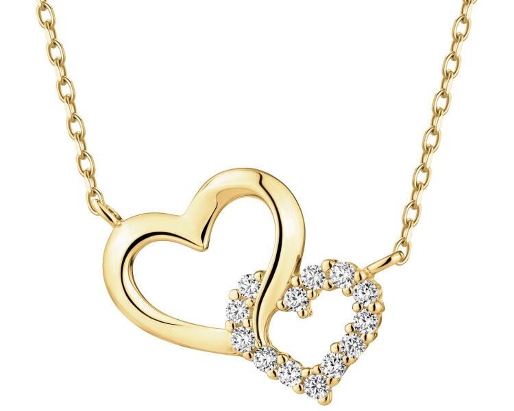 Złoty naszyjnik z cyrkoniami - serca
