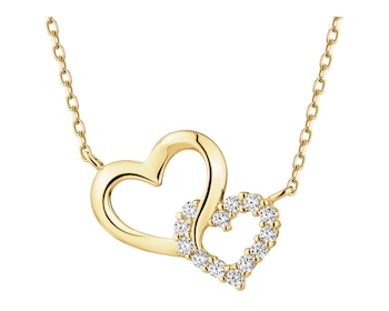 Złoty naszyjnik z cyrkoniami - serca