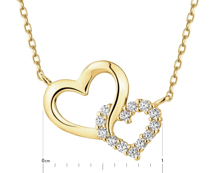 Zlatý náhrdelník se zirkony - srdce