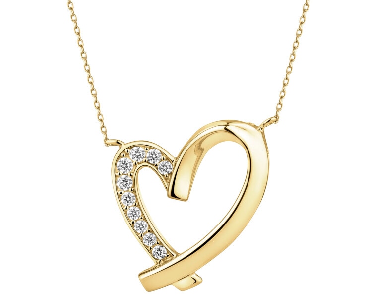 Złoty naszyjnik z cyrkoniami - serce