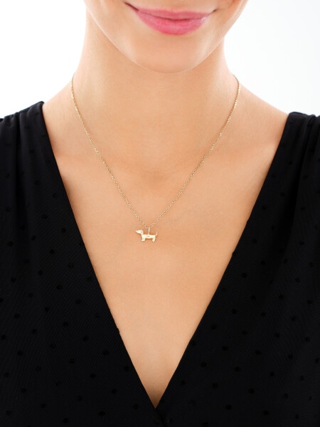 Złota zawieszka z cyrkonią - piesek