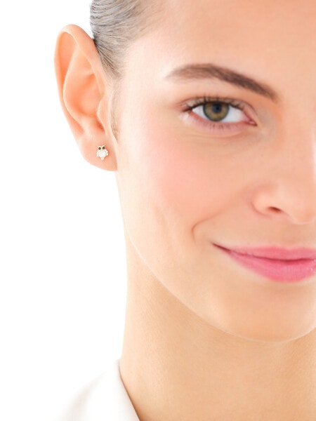 Pojedynczy złoty kolczyk z cyrkoniami do piercingu - sowa