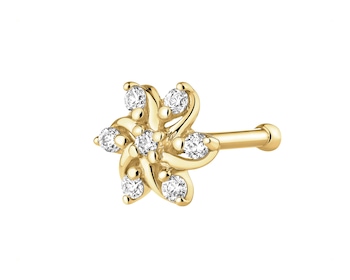 Pojedynczy złoty kolczyk z cyrkoniami do nosa - kwiat