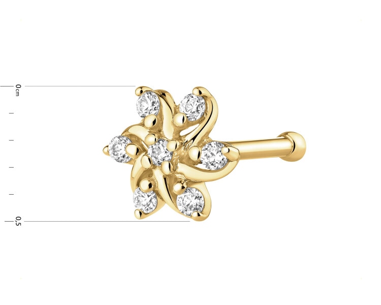 Zlatý piercing do nosu se zirkony - květ