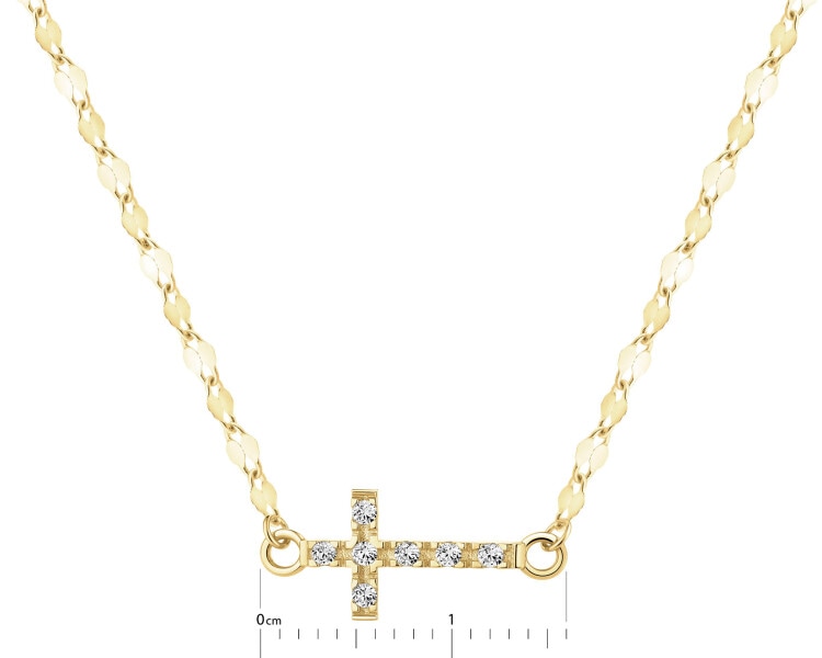 Złoty naszyjnik z cyrkoniami - krzyż