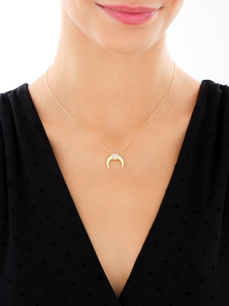 Złoty naszyjnik z cyrkoniami - Księżyc