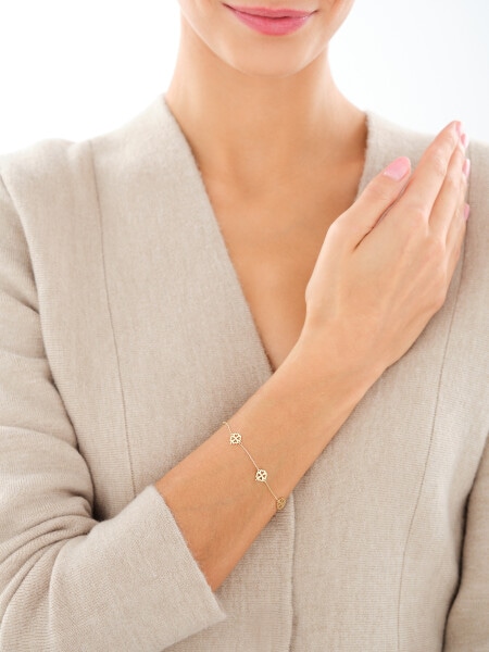 Złota bransoletka z cyrkonią - koniczyny