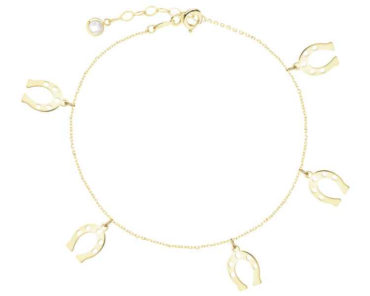 Złota bransoletka z cyrkonią - podkowy