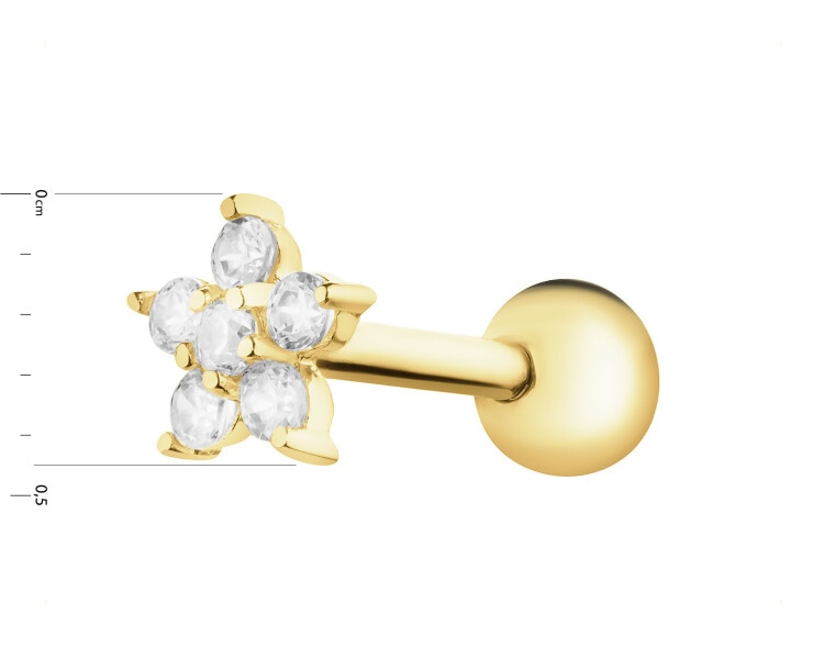 Zlatý piercing se zirkony - květ