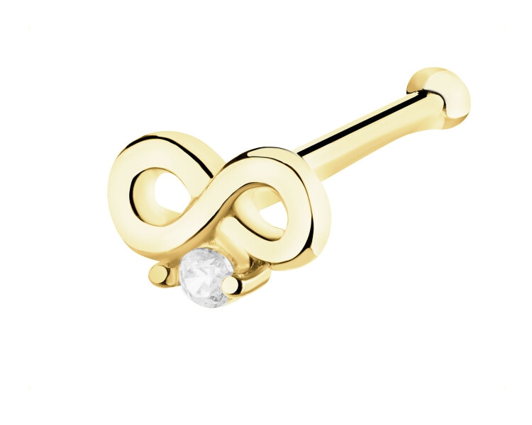Pojedynczy złoty kolczyk z cyrkonią do nosa - nieskończoność