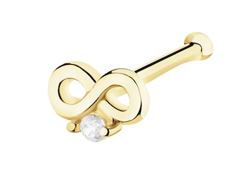 Pojedynczy złoty kolczyk z cyrkonią do nosa - nieskończoność