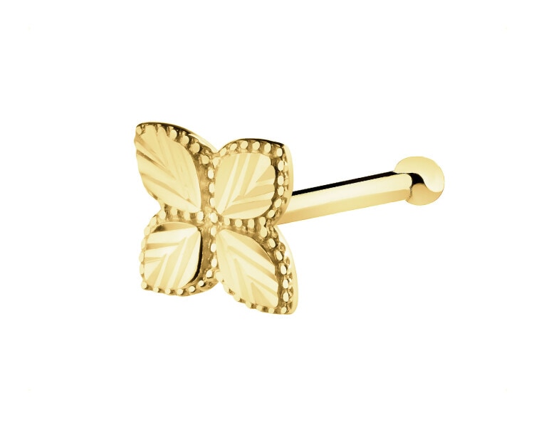 Pojedynczy złoty kolczyk do nosa - kwiat