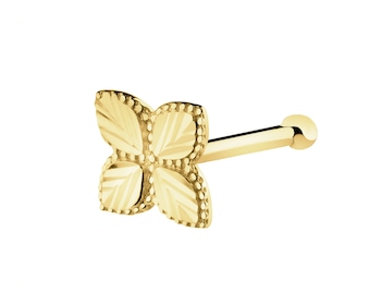 Pojedynczy złoty kolczyk do nosa - kwiat