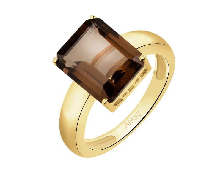 Złoty pierścionek z kwarcem