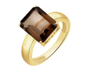 Złoty pierścionek z kwarcem