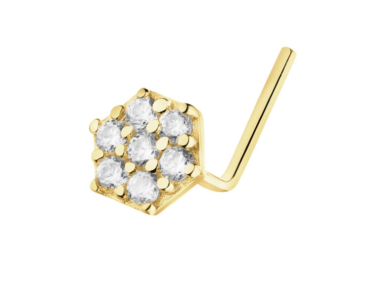 Pojedynczy złoty kolczyk z cyrkoniami do nosa