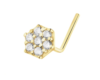 Pojedynczy złoty kolczyk z cyrkoniami do nosa