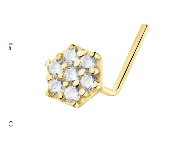 Pojedynczy złoty kolczyk z cyrkoniami do nosa