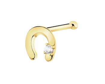 Pojedynczy złoty kolczyk z cyrkonią do nosa - podkowa