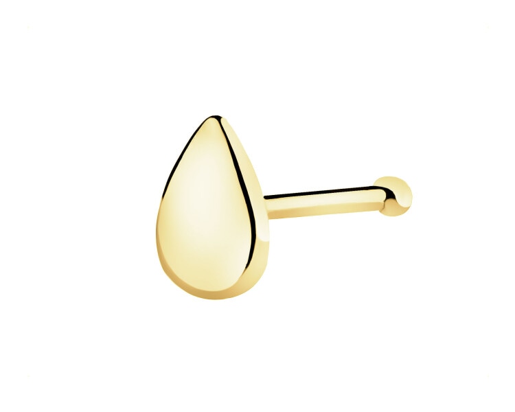 Pojedynczy złoty kolczyk do nosa - łezka