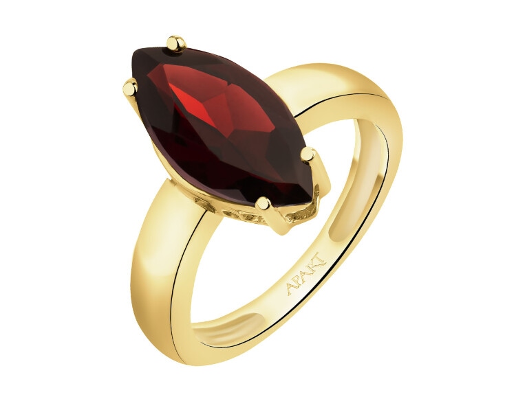 Złoty pierścionek z granatem