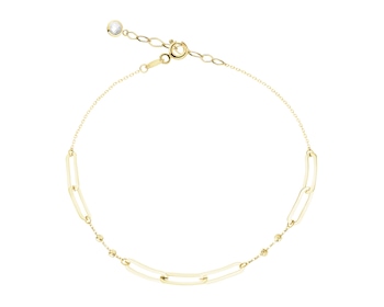 Złota bransoletka z cyrkonią - paper clip, kulki