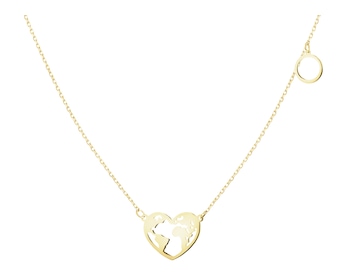 Złoty naszyjnik z cyrkonią - serce, mapa świata, koło