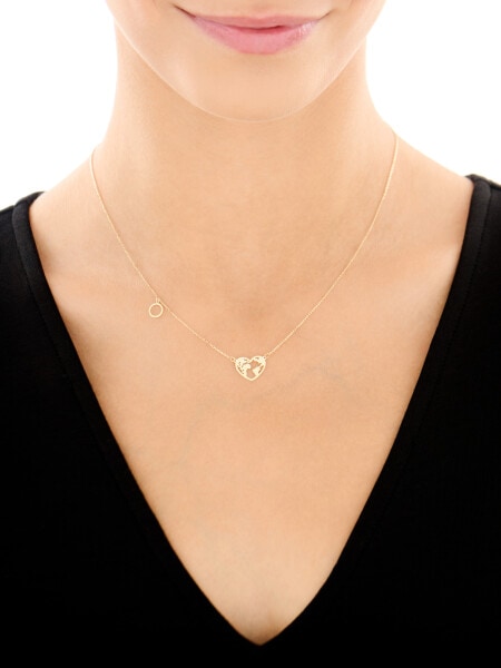 Złoty naszyjnik z cyrkonią - serce, mapa świata, koło