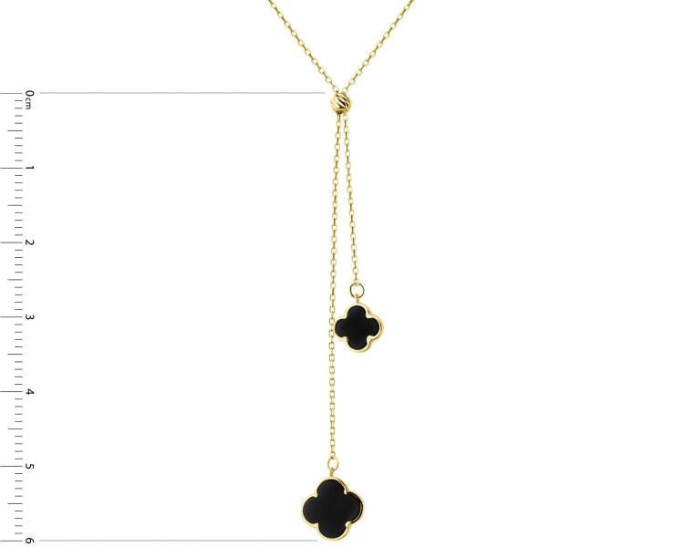 14 K Yellow Gold Necklace with Synthetic Onyx