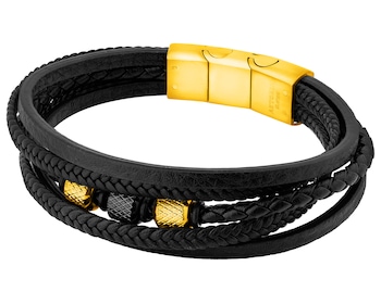Bransoletka ze stali szlachetnej i skóry