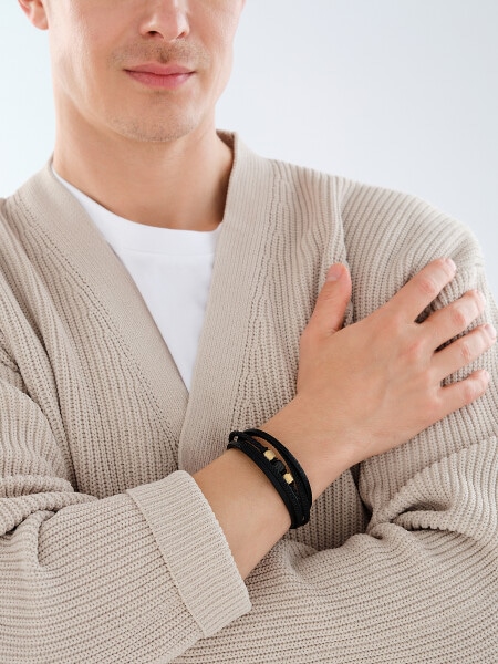 Bransoletka ze stali szlachetnej i skóry