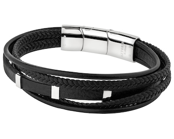 Bransoletka ze stali szlachetnej i skóry